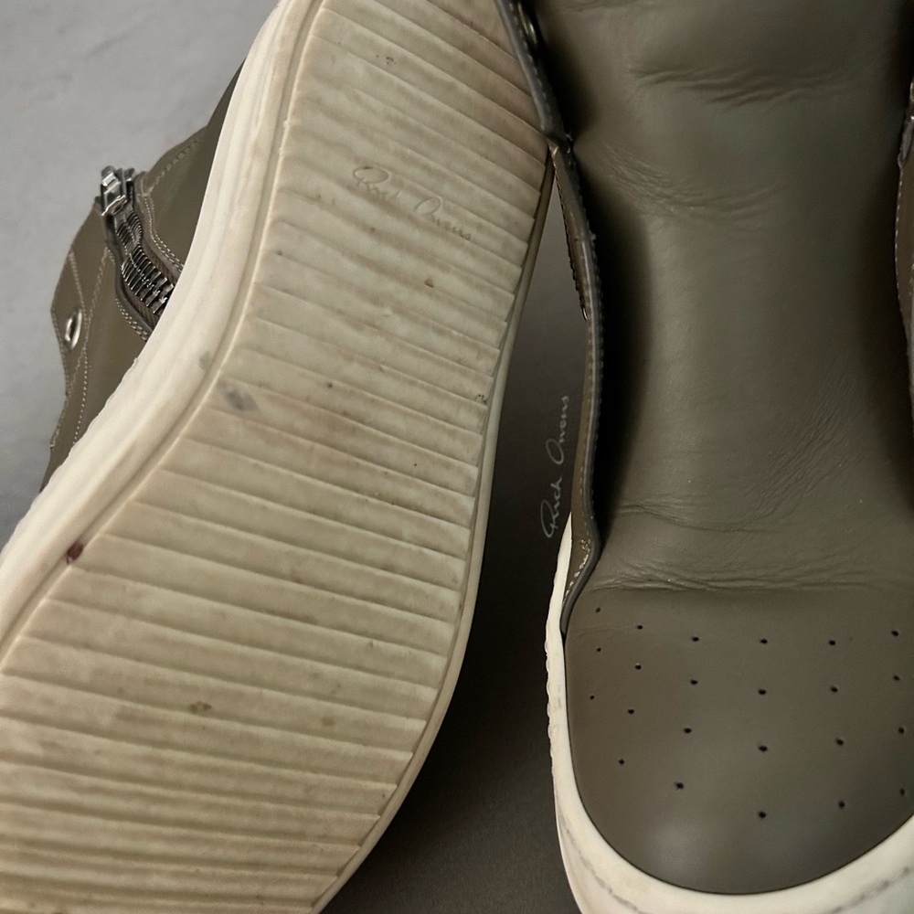 Rick Owens Island Dunk Leather High-Top Sneakers - Sz 38 - Picture 4 of 5